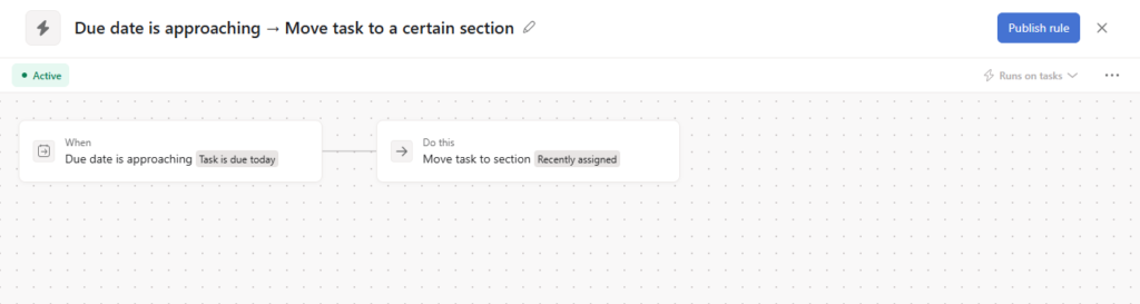 Creating customizable rule in Asana