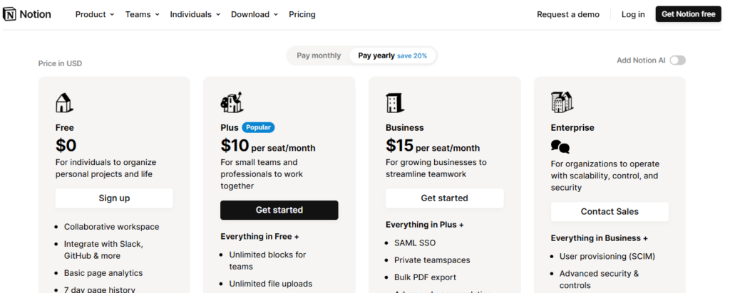 Notion Pricing