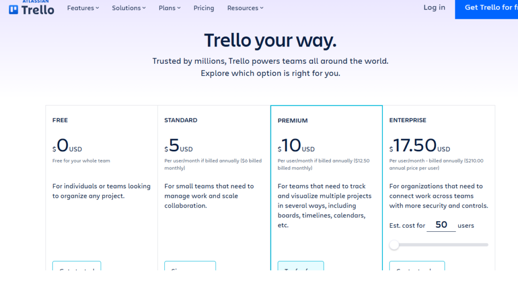 trello pricing
