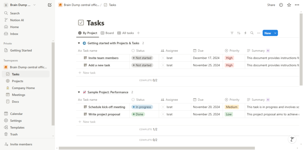 Notion task manager