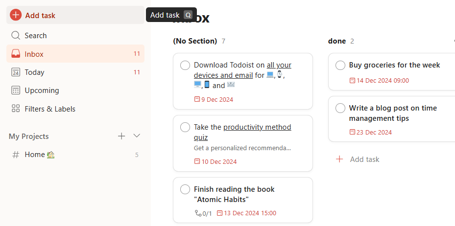 Adding repeating task in Todoist